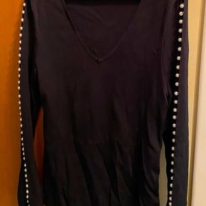 INC black pullover with Pearl-lined sleeves